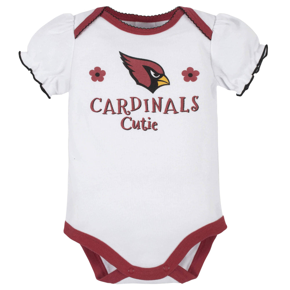 NFL Arizona Cardinals Baby Girls' Onesies 3pk Set - 12M