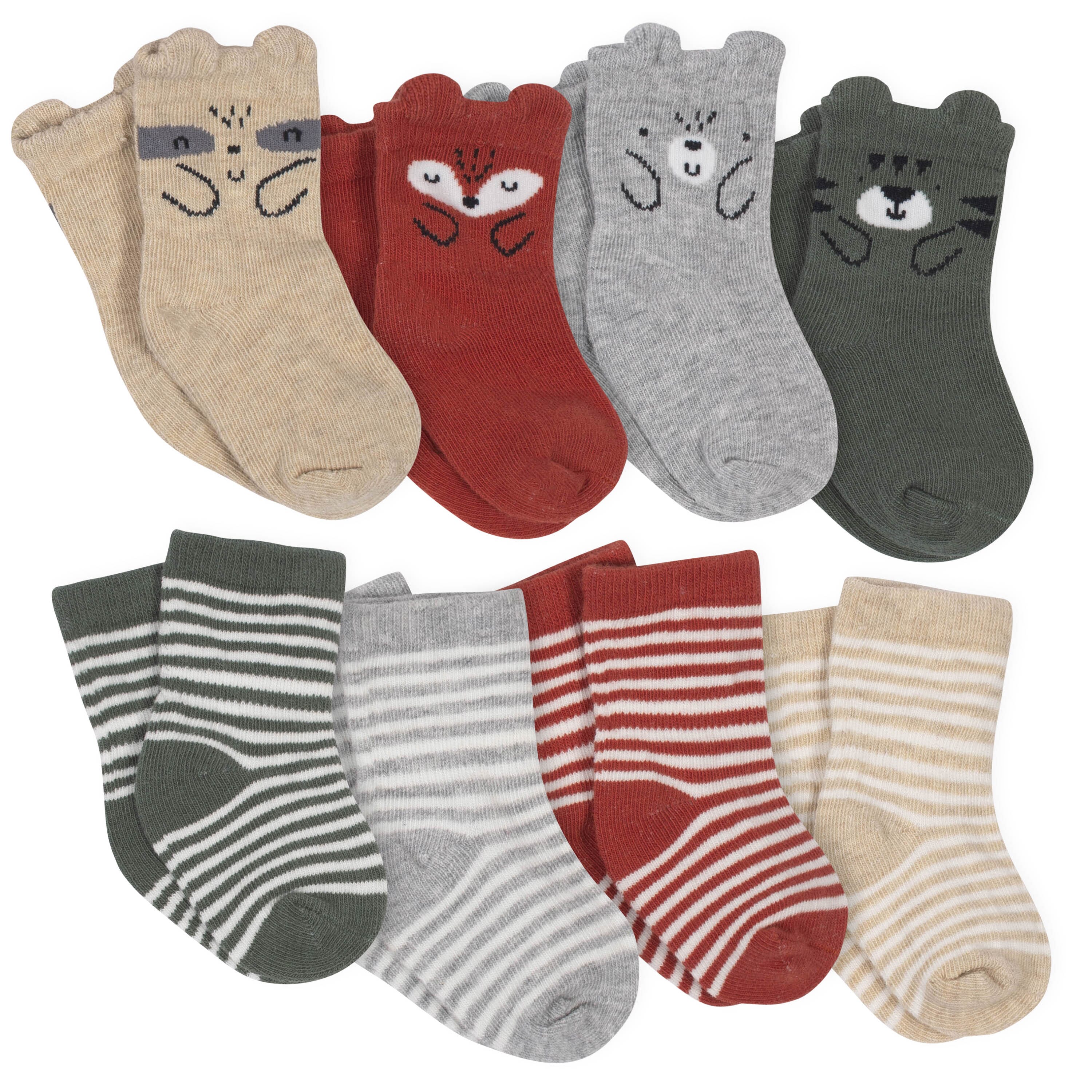 Boys' 8-Pack Wiggle Proof Jersey Crew Socks - Animals – Gerber ...