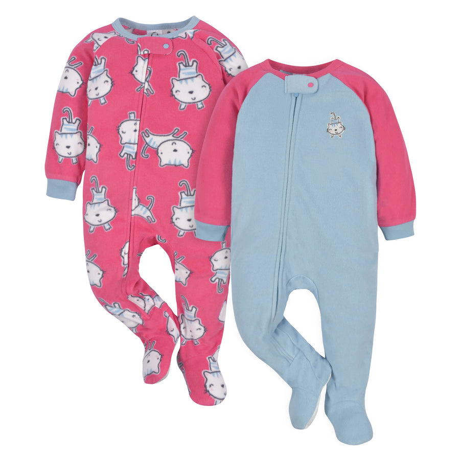 2-Pack Baby & Toddler Girls Green Rainbow Fleece Pajamas – Gerber