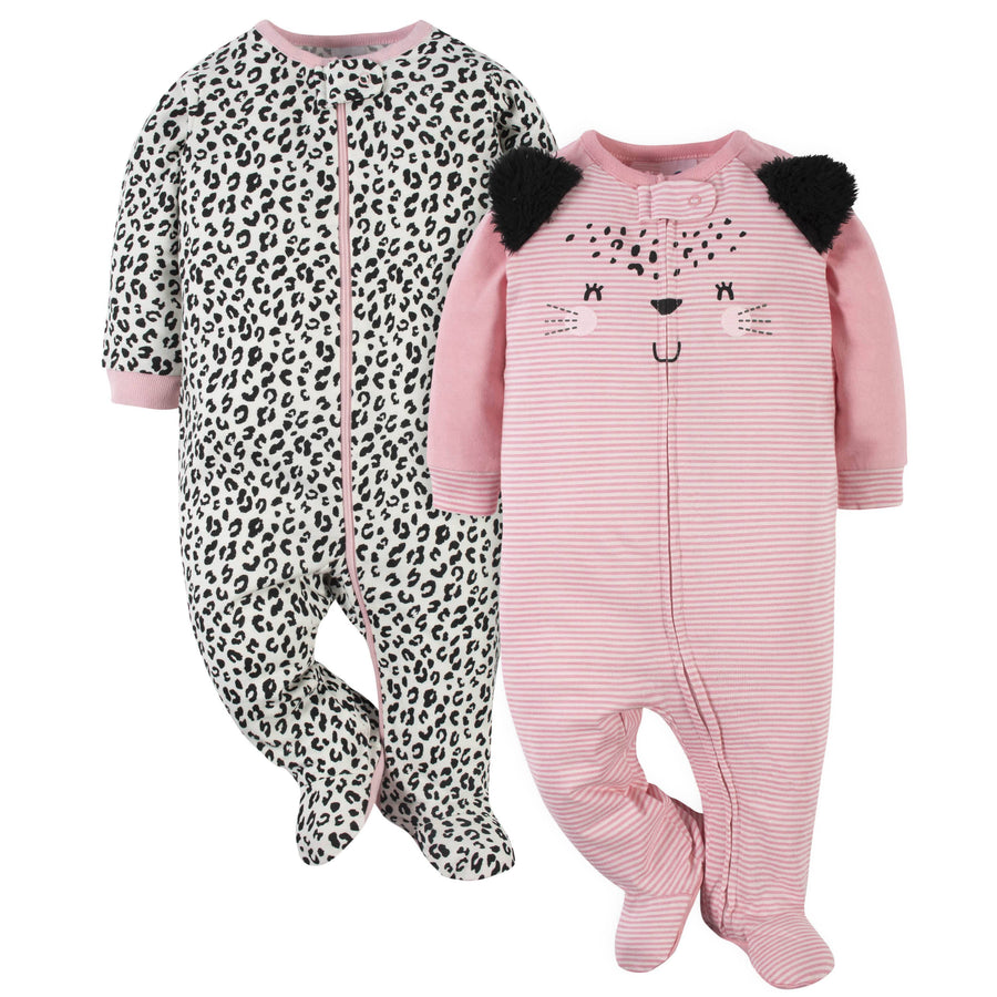 6-Piece Baby Girls Cat Onesies® Brand Bodysuit & Sleep N' Play Set