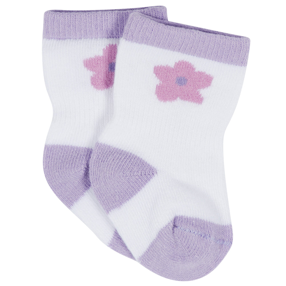 Just Born 6-Pack Baby Girls Dusty Pink Socks - 6-12mo