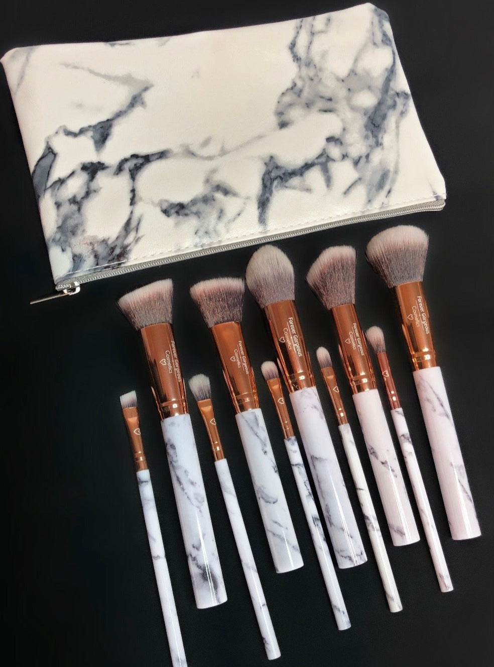 10 Piece Marble Brush Set - Forever Gorgeous Cosmetics