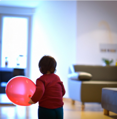 child with inflatable ball