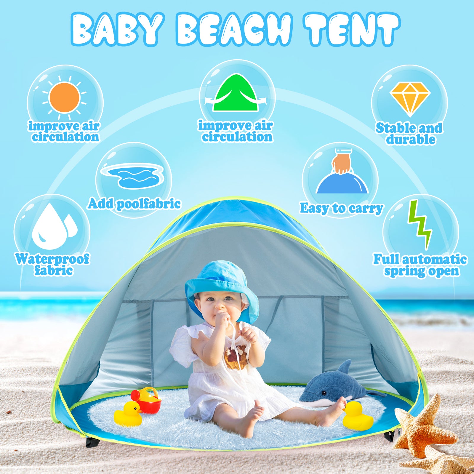 ik ontbijt embargo Geweldige eik Monobeach Baby Beach Tent Pop Up Portable Shade Pool UV Protection Sun