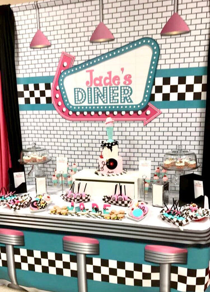 1950's Diner 6X6 Table Banner Backdrop with 6ft Table Wrap/ Step & Rep ...