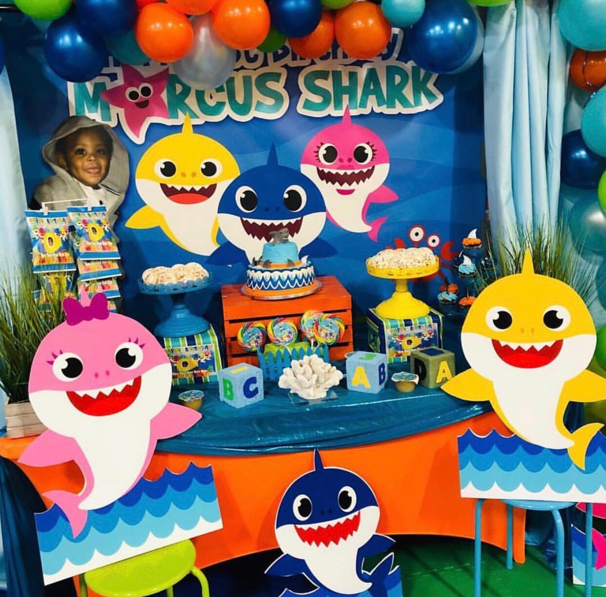 Baby Shark 6x4 Candy Buffet Table Banner Backdrop/ Step & Repeat, Desi ...