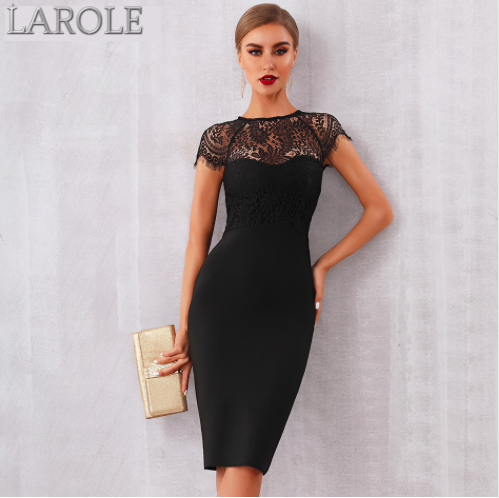 Elegant Midi Bodycon Little Black Dress 