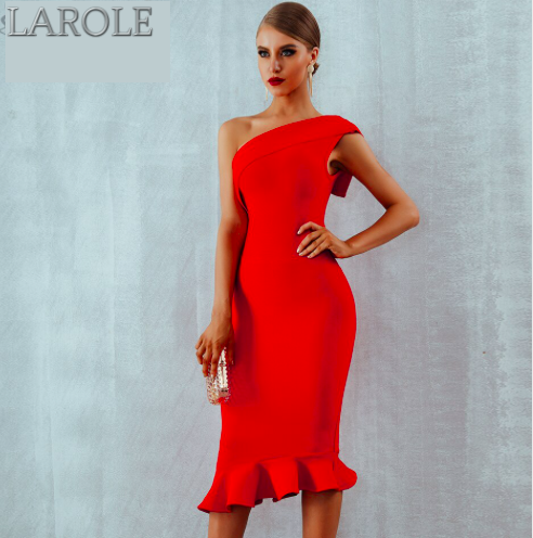 red midi evening dress