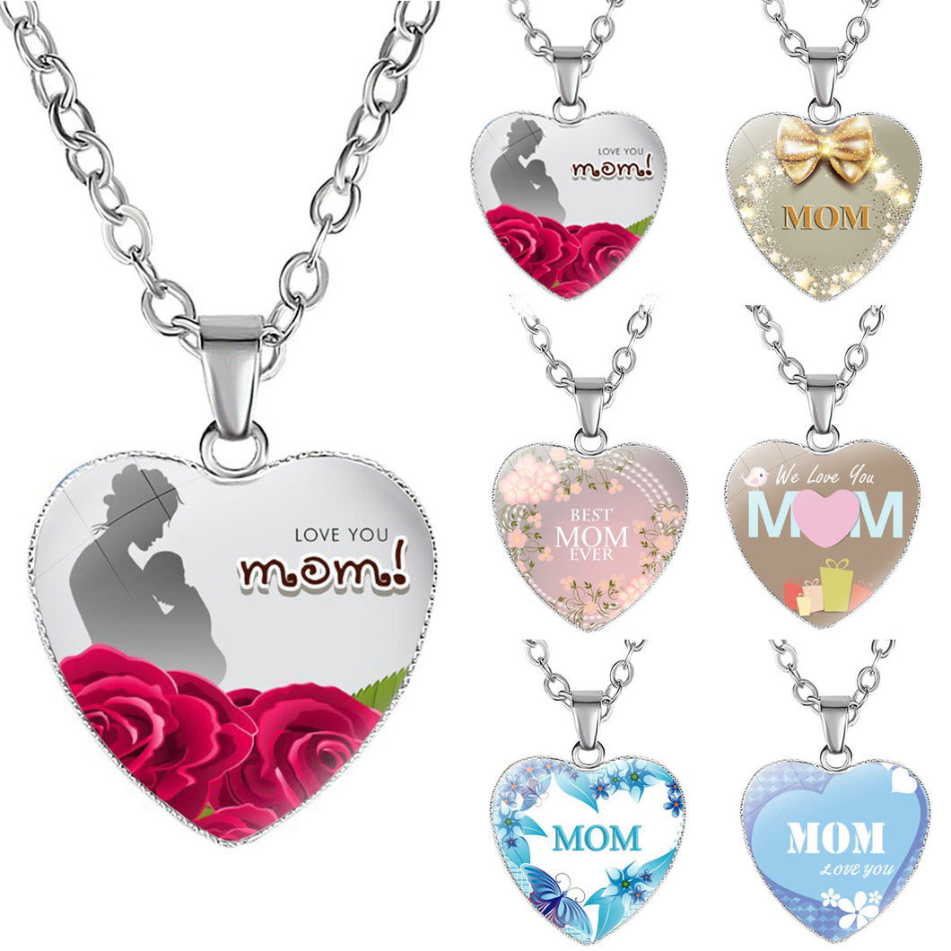 Fashion Love Heart Mom Pendant Necklace 