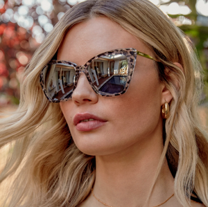 Becky II Clear Leopard + Grey Mirror Sunglasses