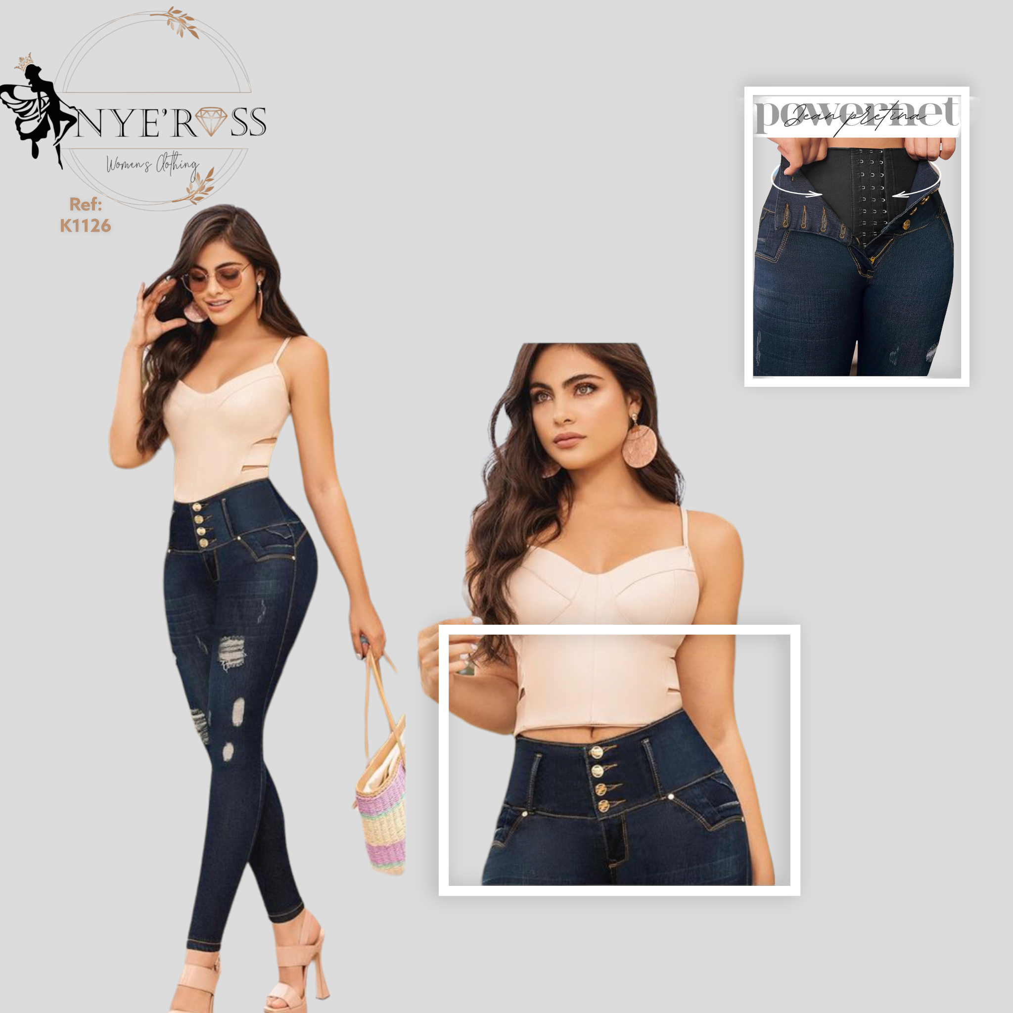 PushUp Jeans with details and double waist #Jeans #PushUp #Salsa