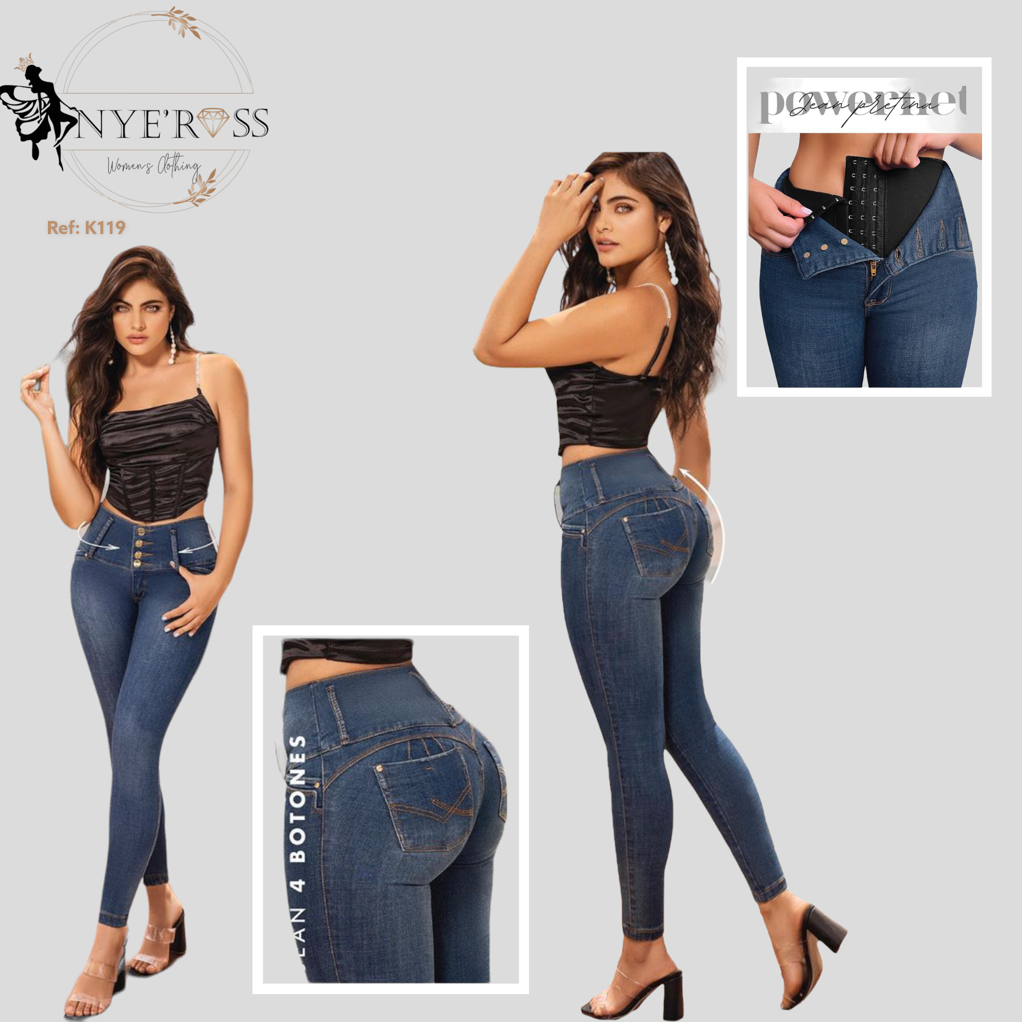 JEANS LEVANTA COLA TIRO ALTO AZUL CLARO – 90581