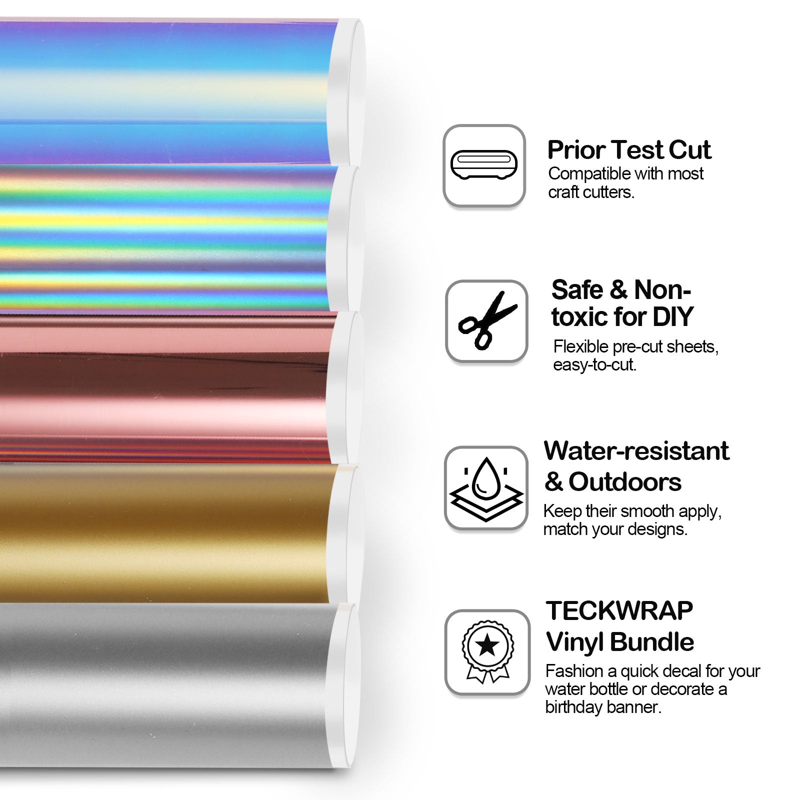 Cricut Joy Smart Permanent Adhesive Vinyl Rolls, Rainbow Color Bundle