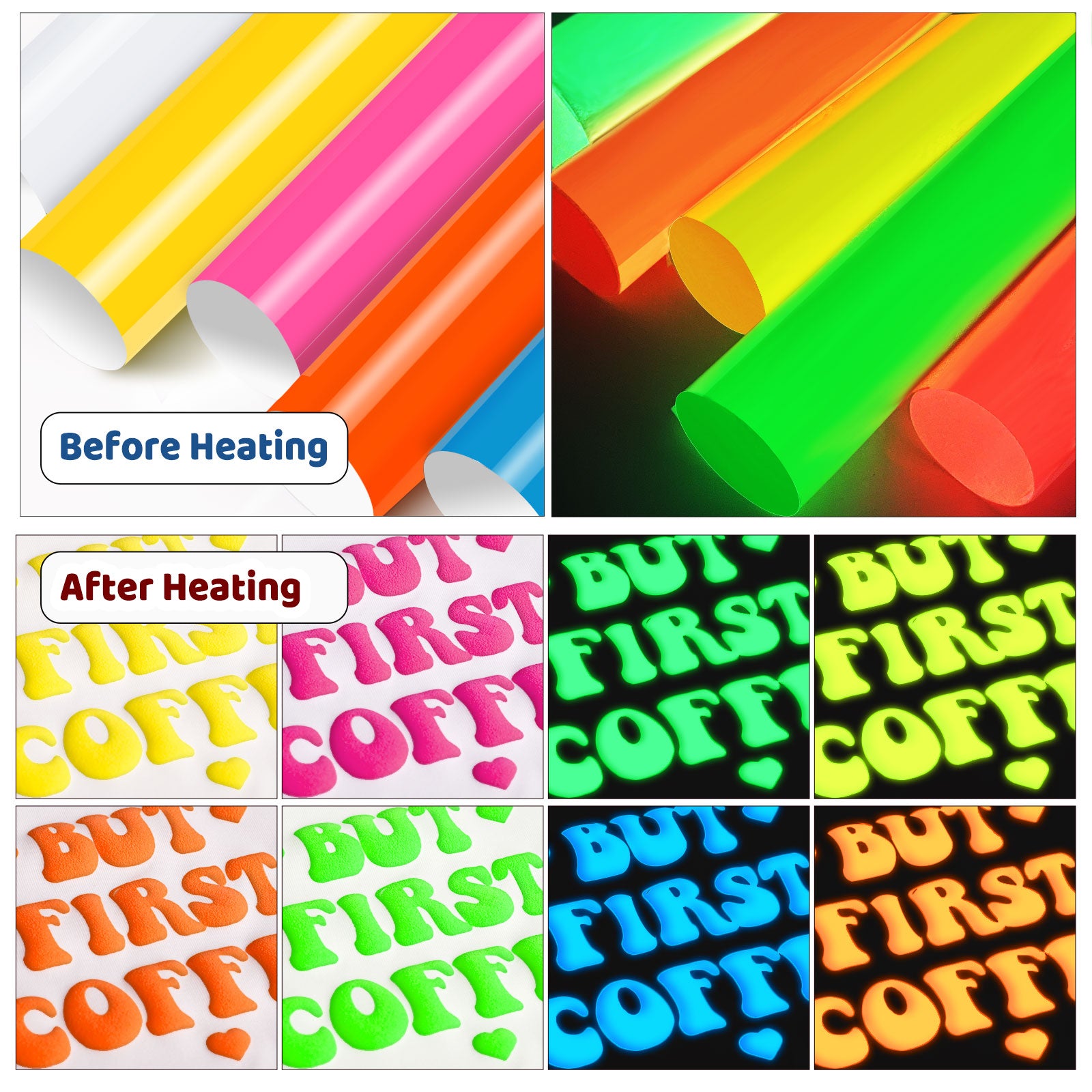 Glow In The Dark Foaming Glitter Htv Glitter Heat Transfer - Temu