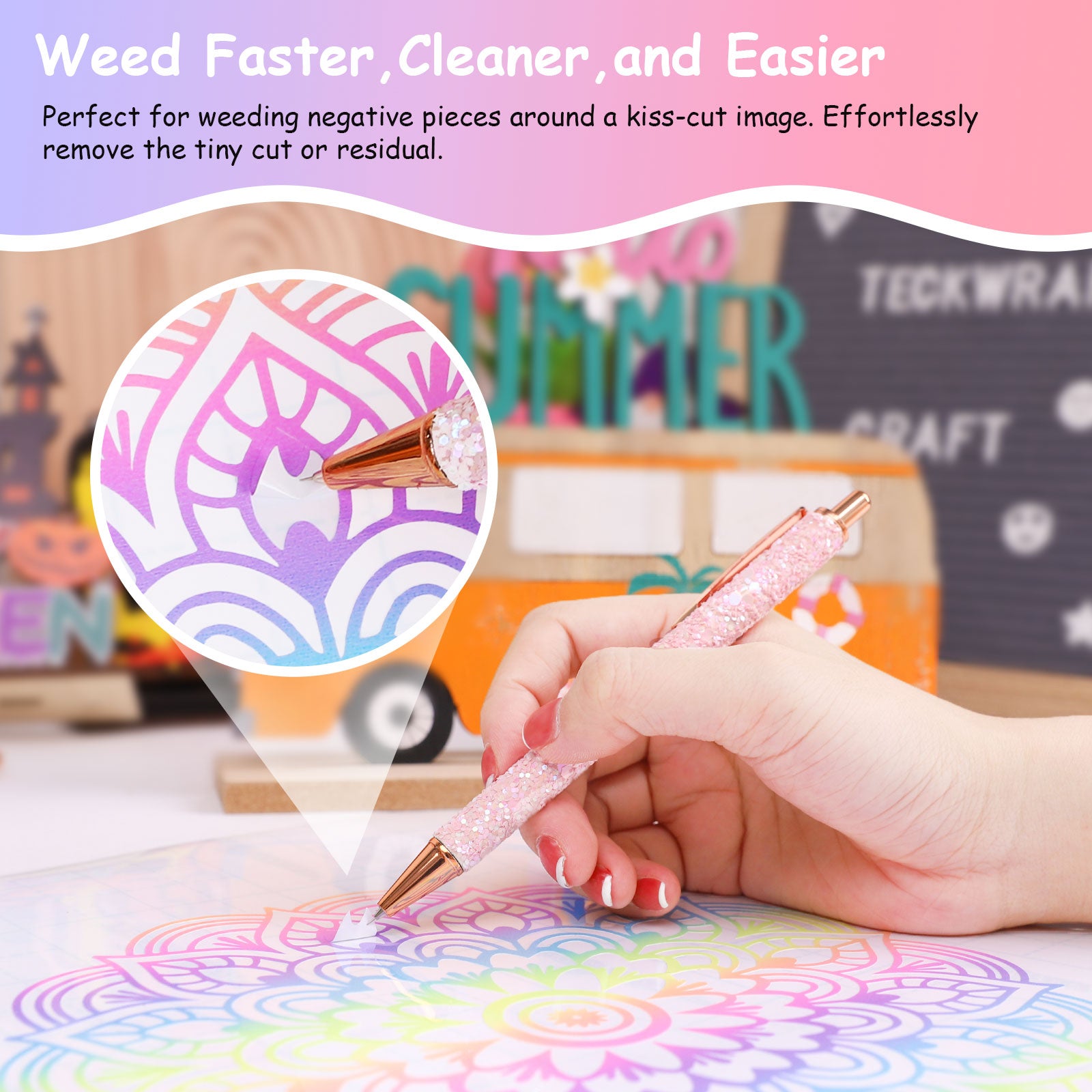 2 Pcs Glitter Weeding Pen Fine Point Pin Pen Weeding Tool for Vinyl Release  Pen for Easy Craft Vinyl Projects 