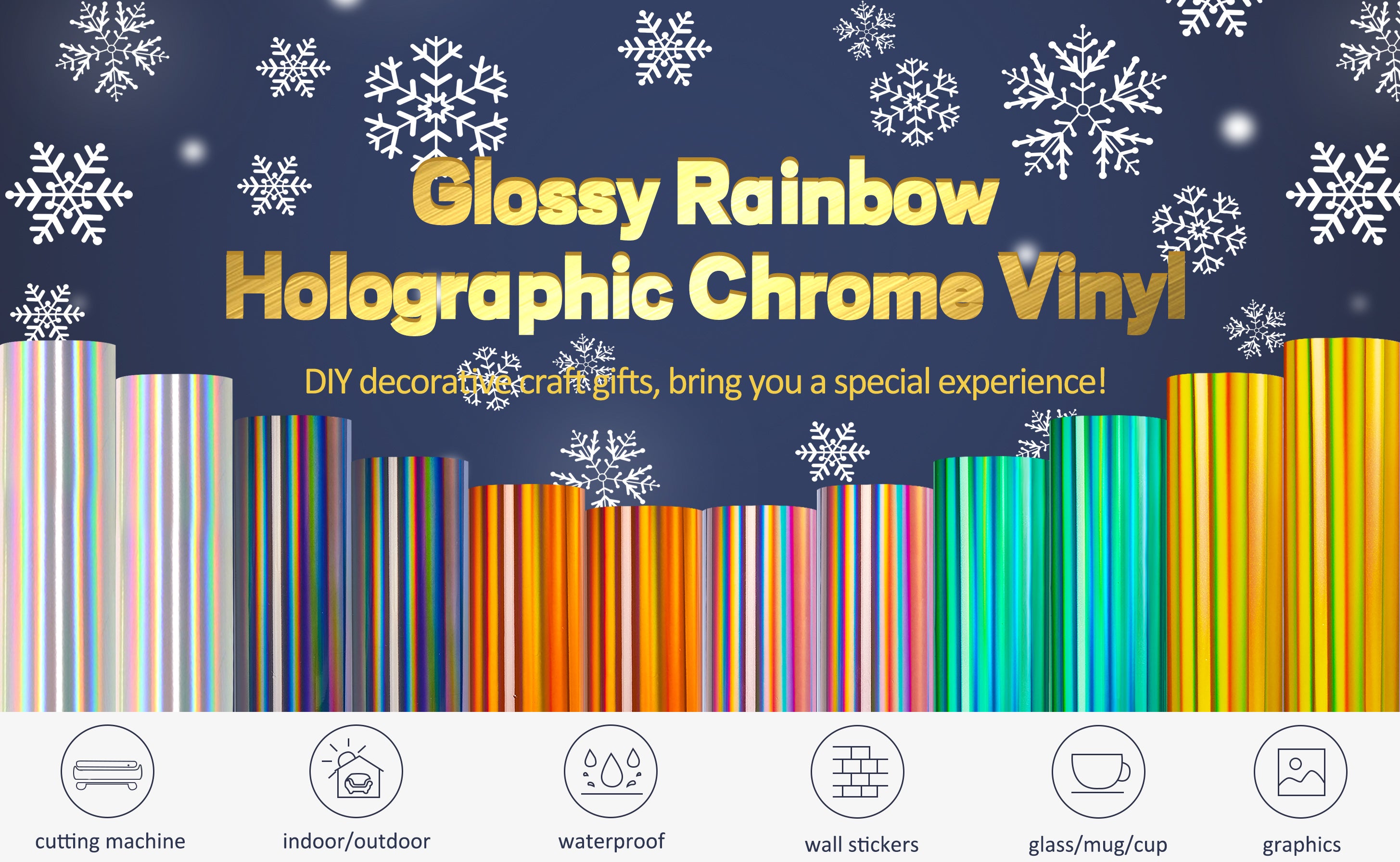 Adhesive Rainbow Chrome Vinyl Silver Oil Slick Vinyl, Rainbow Chrome  Holographic Vinyl Sheets or Roll, Permanent Vinyl Decal Vinyl 
