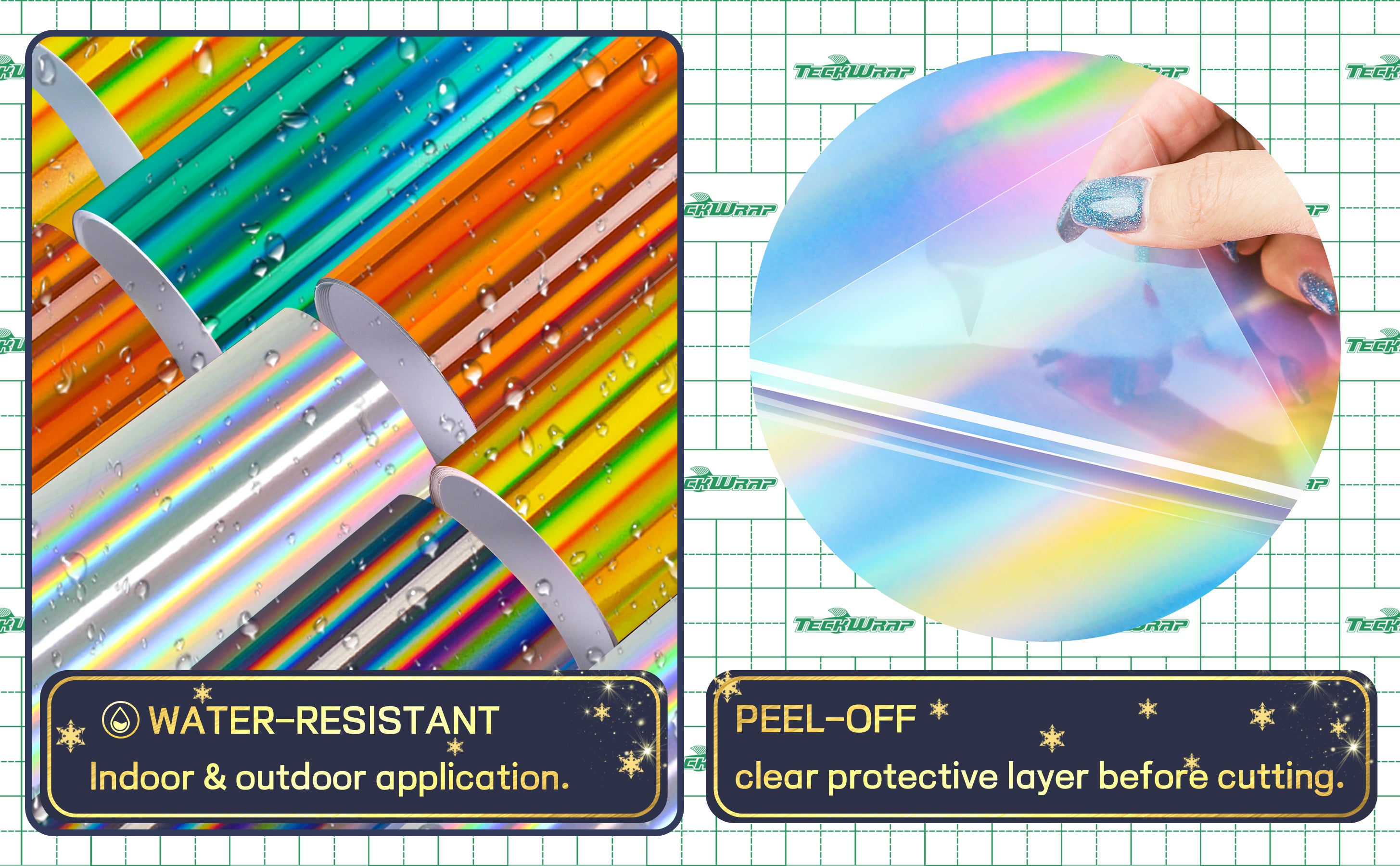 Holographic Glossy Rainbow Craft Vinyl Sheets Pack– TeckwrapCraft