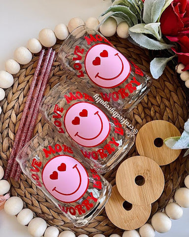 Smiley Face Cup, Beer Glass Cup With Bamboo Lid 