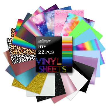 HTVRONT Heat Transfer Vinyl Bundle: 24 Pack 12x12 Iron on Vinyl Sheets  for T-Shirt, 21 Assorted Colors HTV Vinyl with 1 Teflon Sheet & Weeding  Hooks