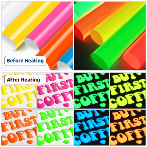 TECKWRAP Glow in Dark Matte Neon Adhesive Craft Vinyl Precut Sheets 12 x 12 6 Sheets/Pack for Craft Cutters,Sign Plotters