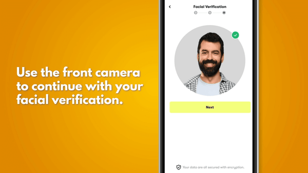 Step 9 Use the front camera to continue with your facial verification