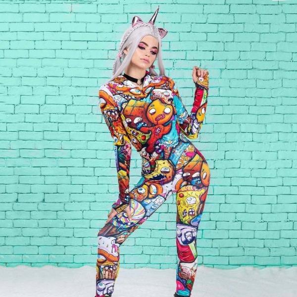 GIFT-FEED: Junk Food Apocalypse Onesie Anime Cosplay Jumpsuit