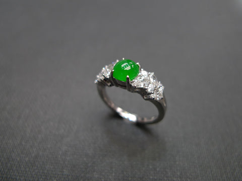modern design jade and marquise diamond ring