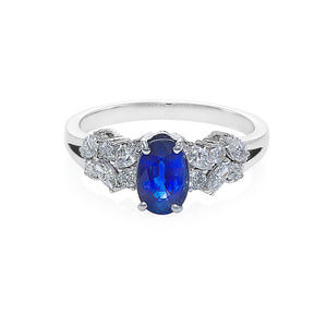 Blue Sapphire and Marquise Diamond Ring | HN JEWELRY