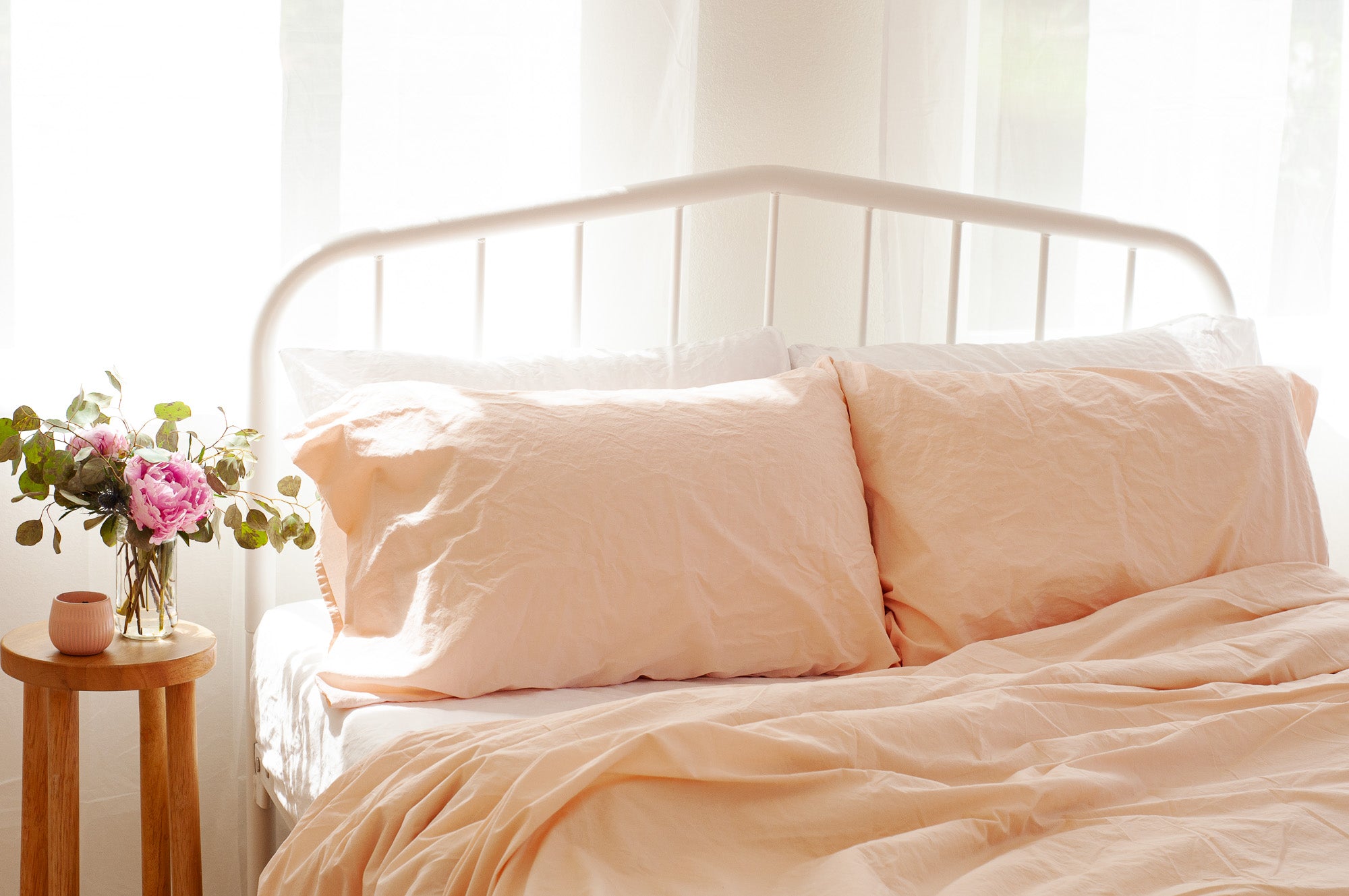 Image of Crinkle Percale Organic Cotton Sheet Set + Pillowcases