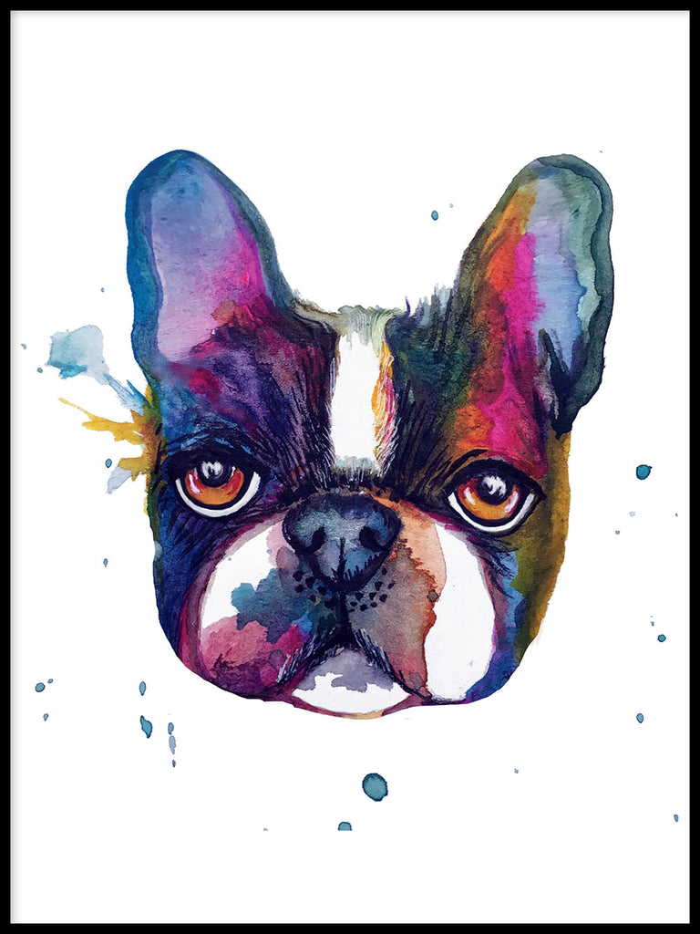 Poster: Frenchie head - order online from nordicpostercollective.com