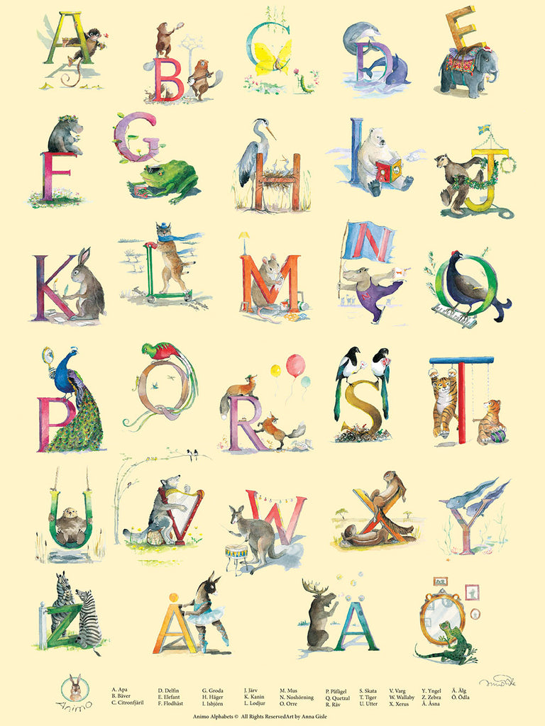 Poster: Swedish Animal Alphabet - order online from ...