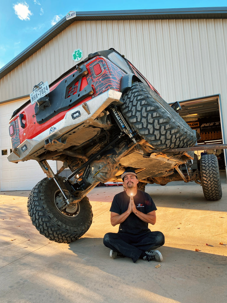 Lite Brite Chris under Jeep