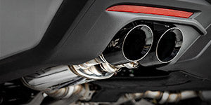 underneath a ford mustang gt equipped with quad exit xmod series exhaust system