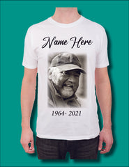 Picture of a sample memorial shirt that Trendie Days can Print.