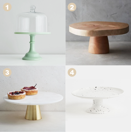 Cake stands from West Elm, H&M Home, Anthropologie and Martha Stewart