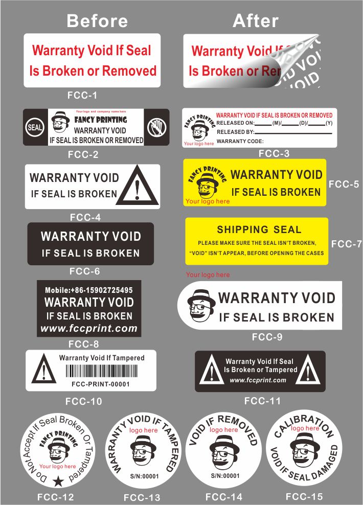 custom warranty void if seal broken or removed stickers