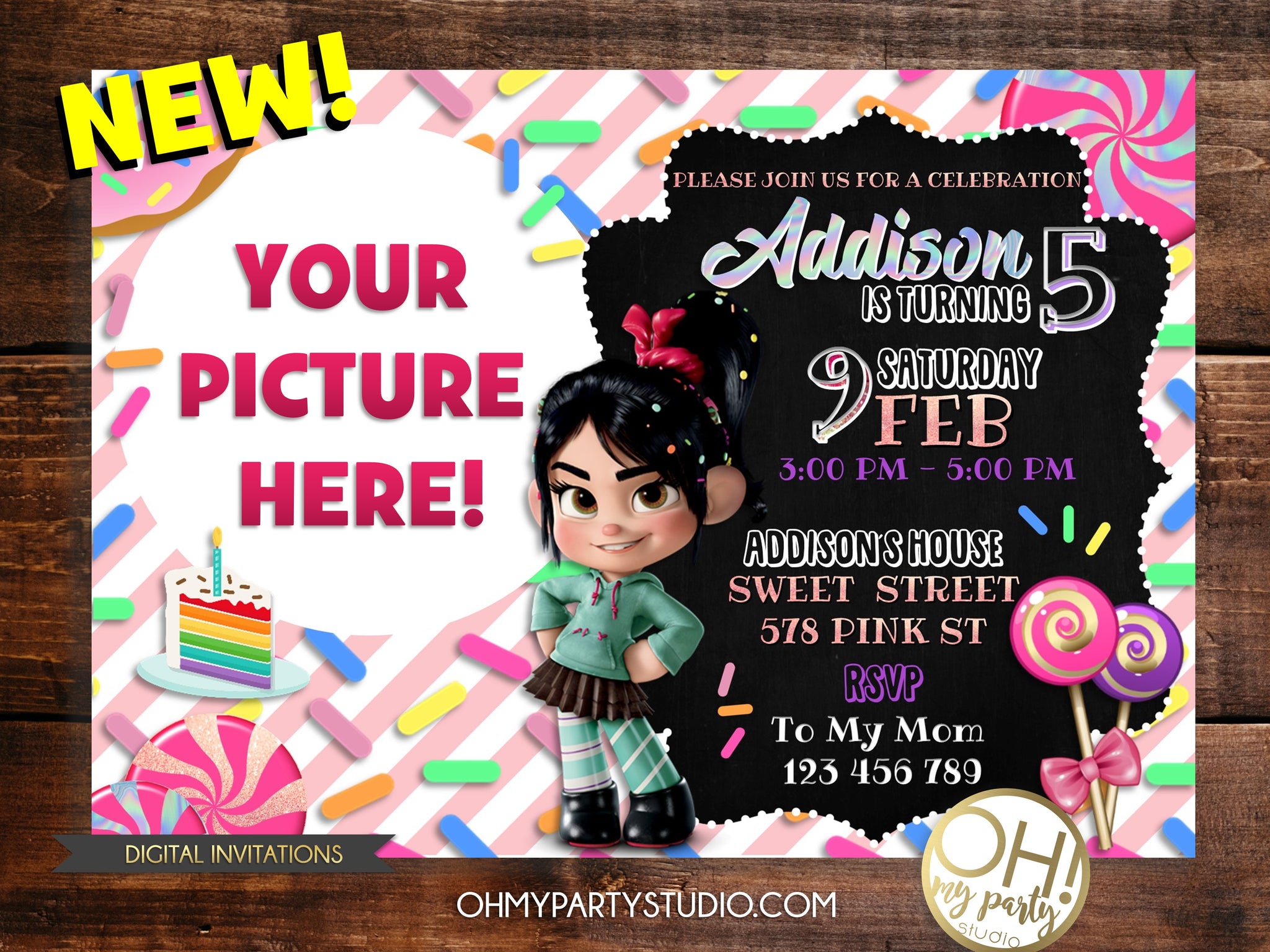 Vanellope Birthday Party Invitation - Oh My Party Studio