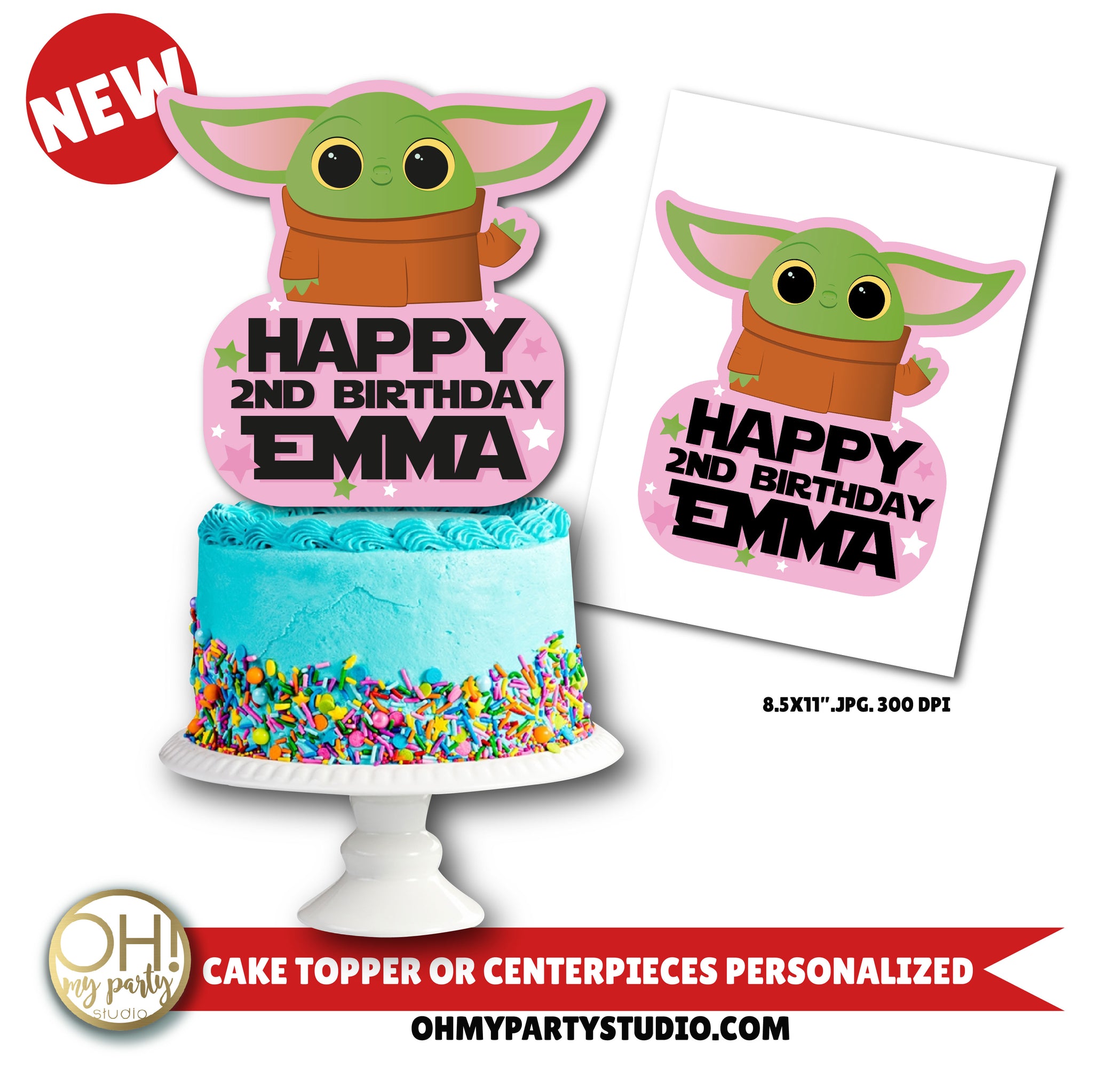 Baby Yoda Cake Baby Yoda Cake Topper Baby Yoda Birthday Party Baby Oh My Party Studio