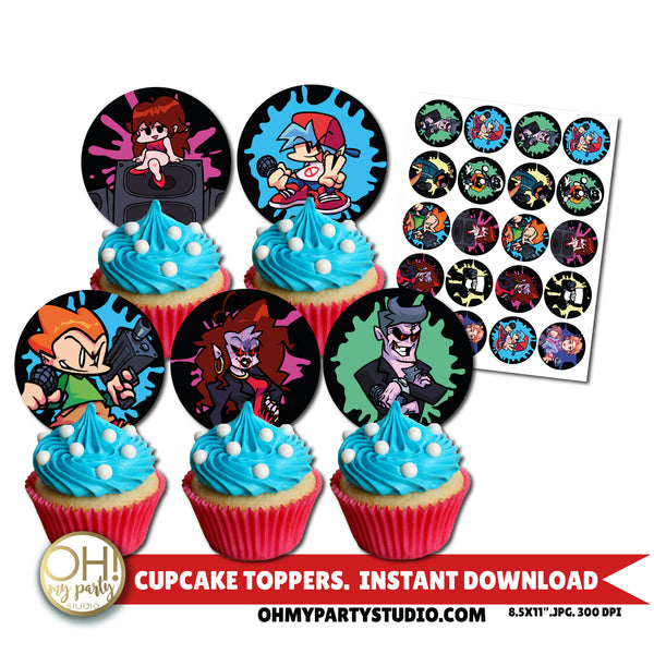 FRIDAY NIGHT FUNKIN PARTY SUPPLIES, FRIDAY NIGHT FUNKIK CUPCAKE TOPPER