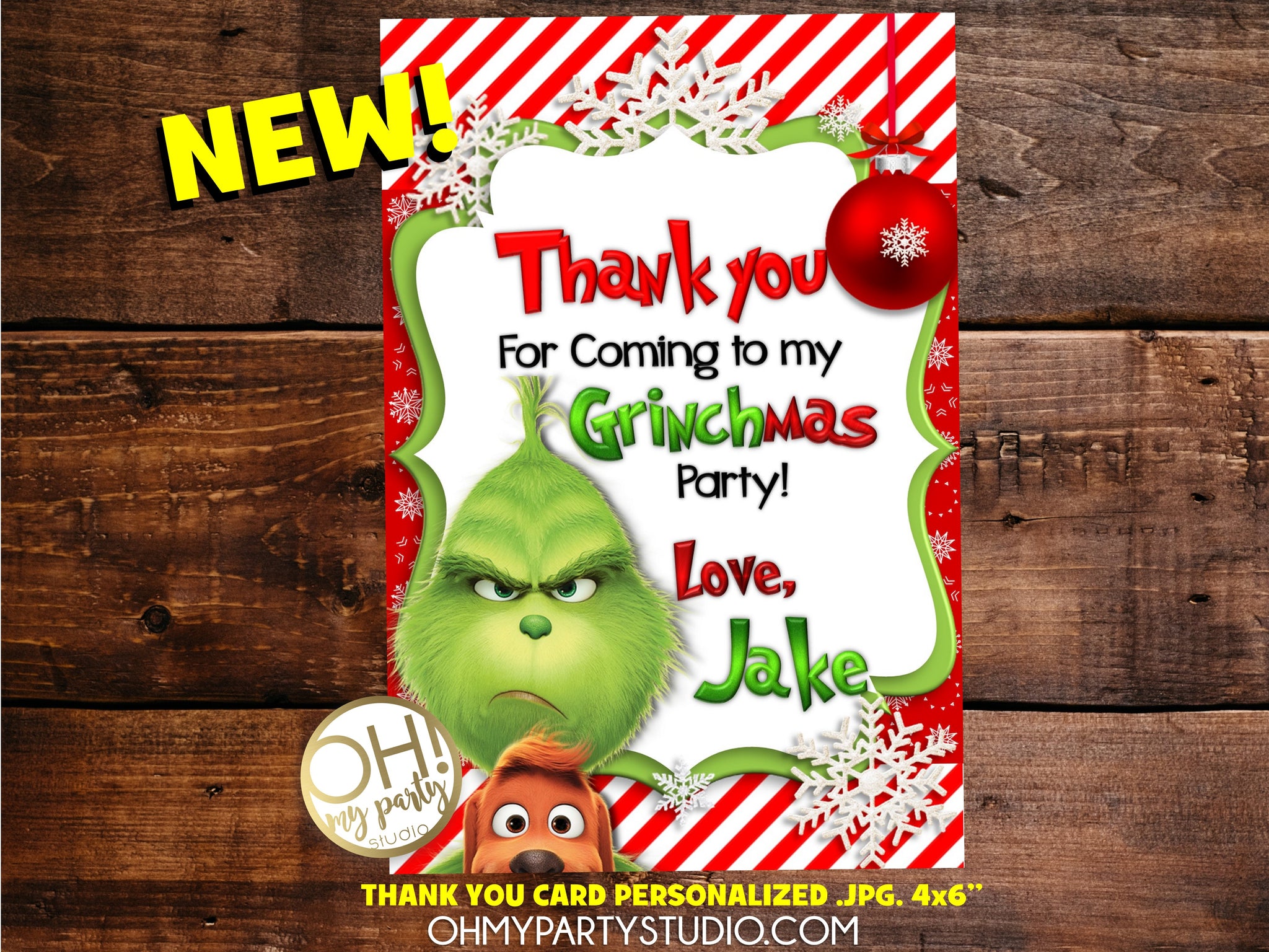 Grinch Thank You Card Oh My Party Studio