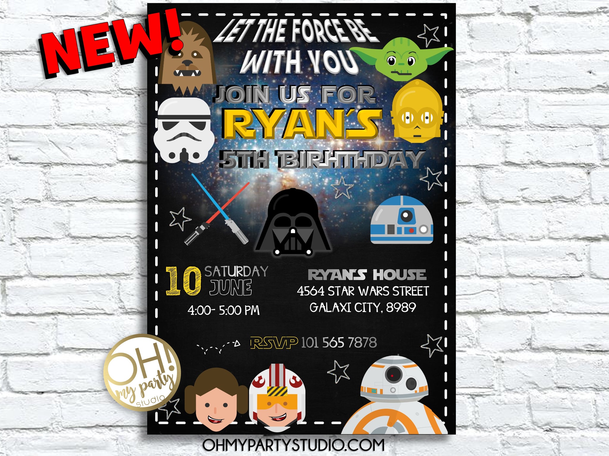 star wars invitation card