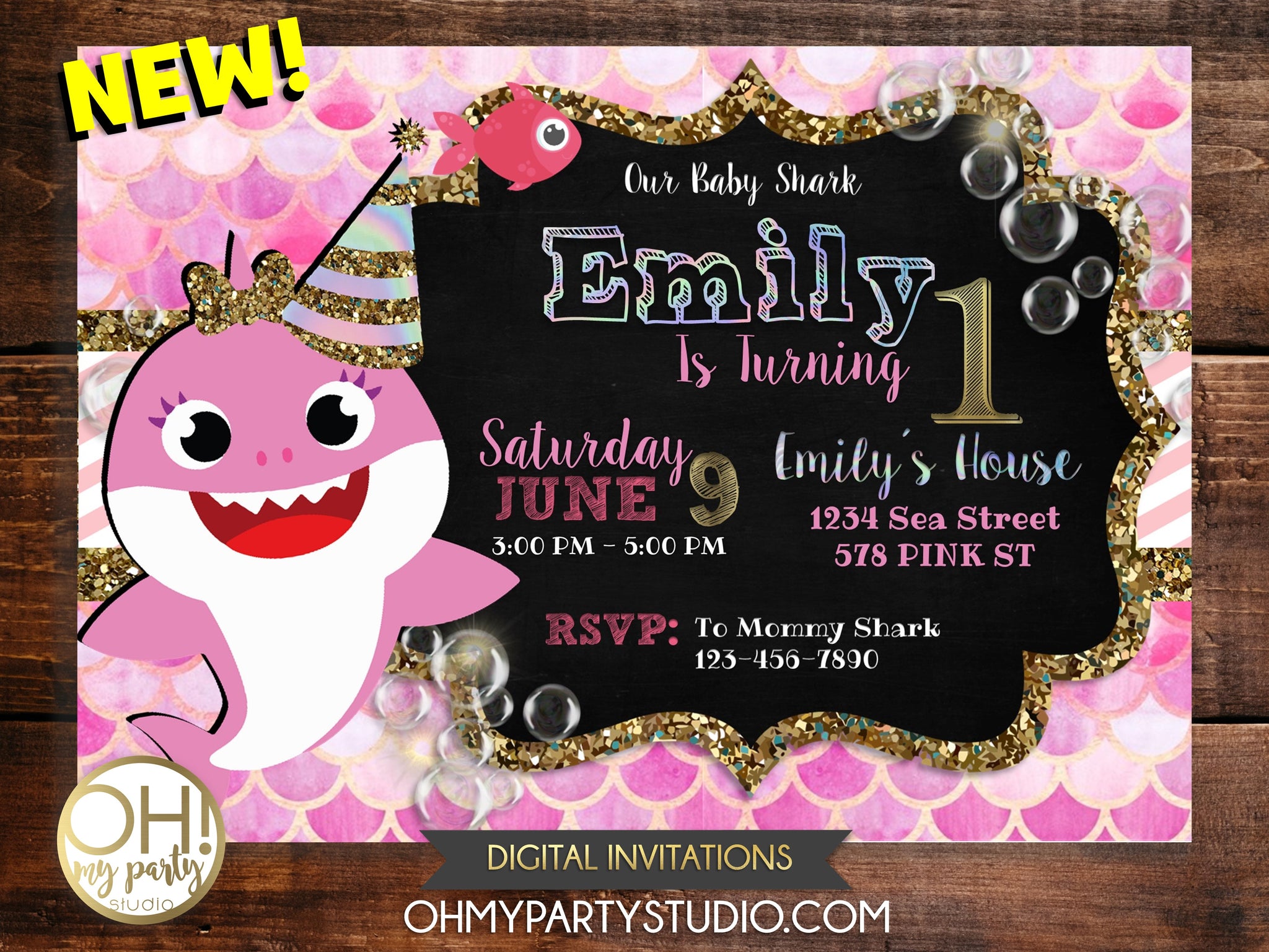 BABY SHARK BIRTHDAY PARTY INVITATION - OH MY PARTY STUDIO