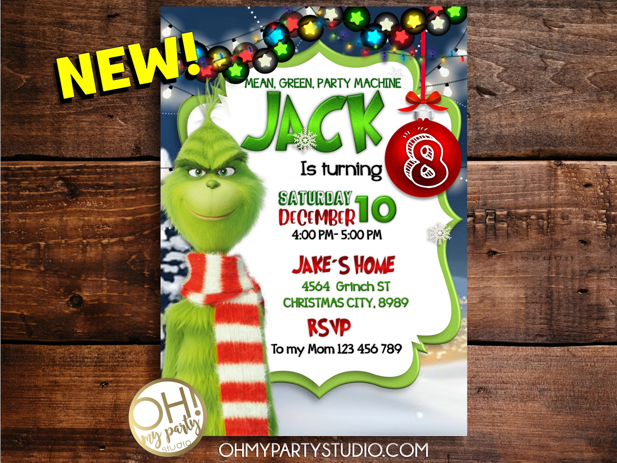 GRINCH BIRTHDAY PARTY INVITATION - OH MY PARTY STUDIO