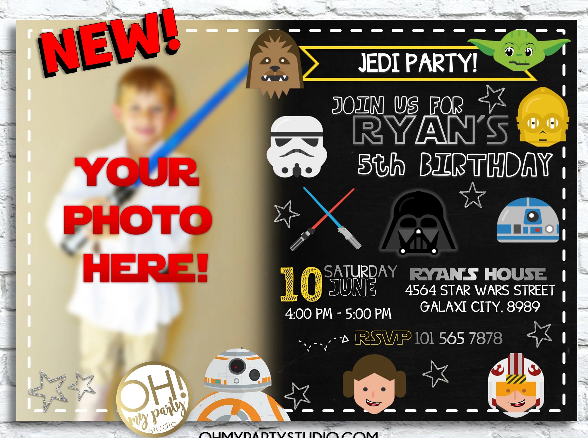 star wars invitation card