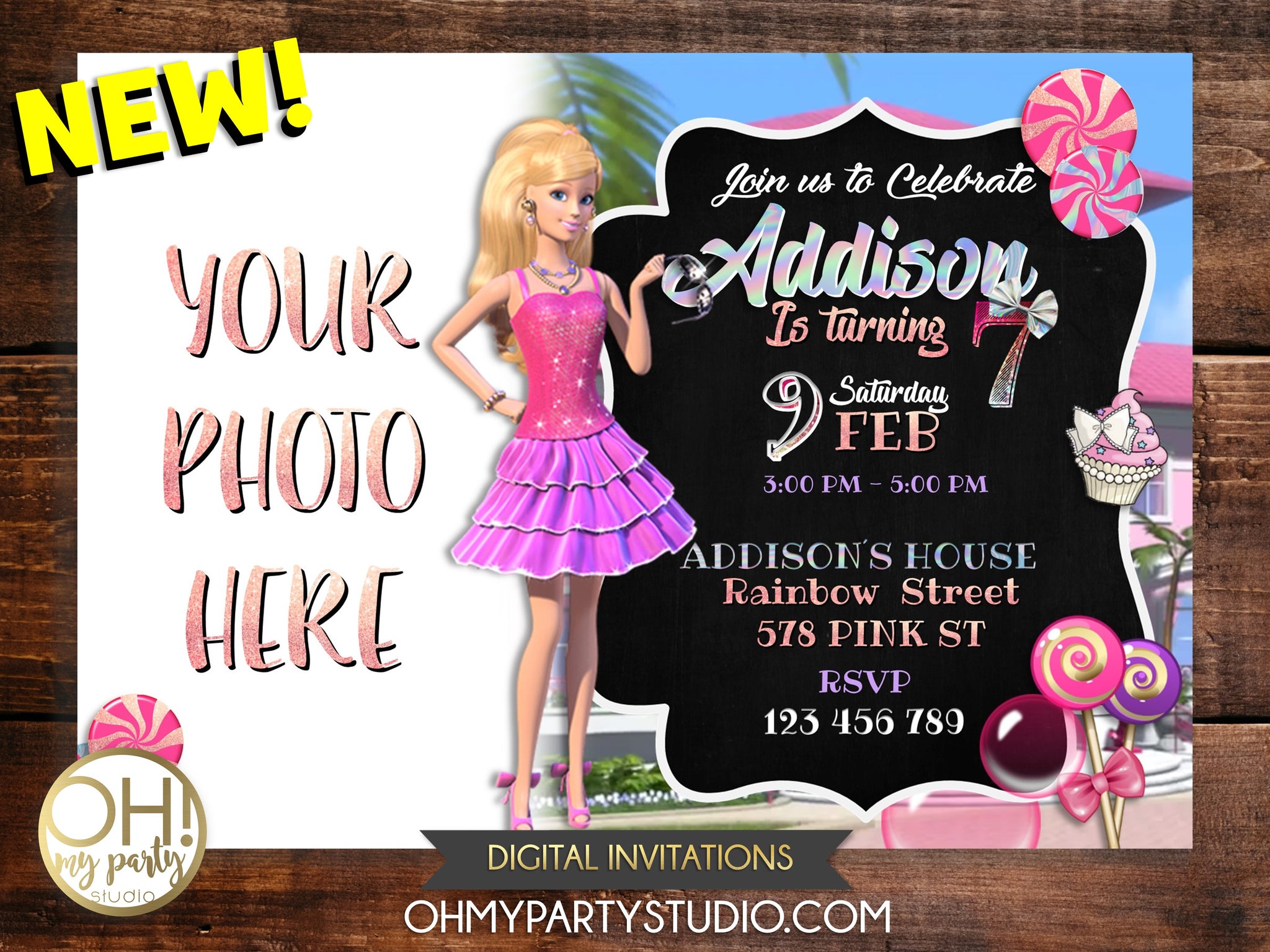 Barbie Birthday Invitation Card