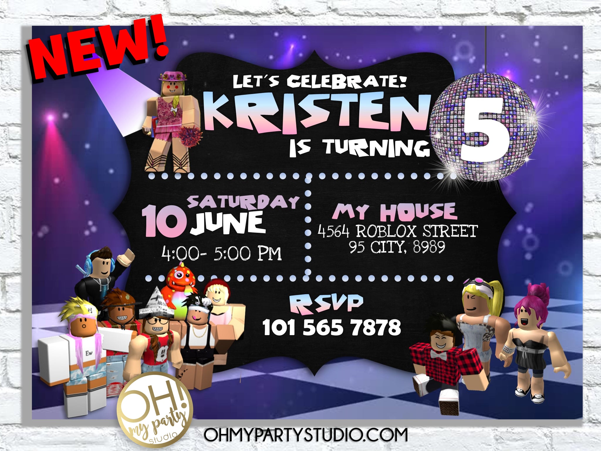 Products Page 8 Oh My Party Studio - personalised roblox birthday party invites invitations invited