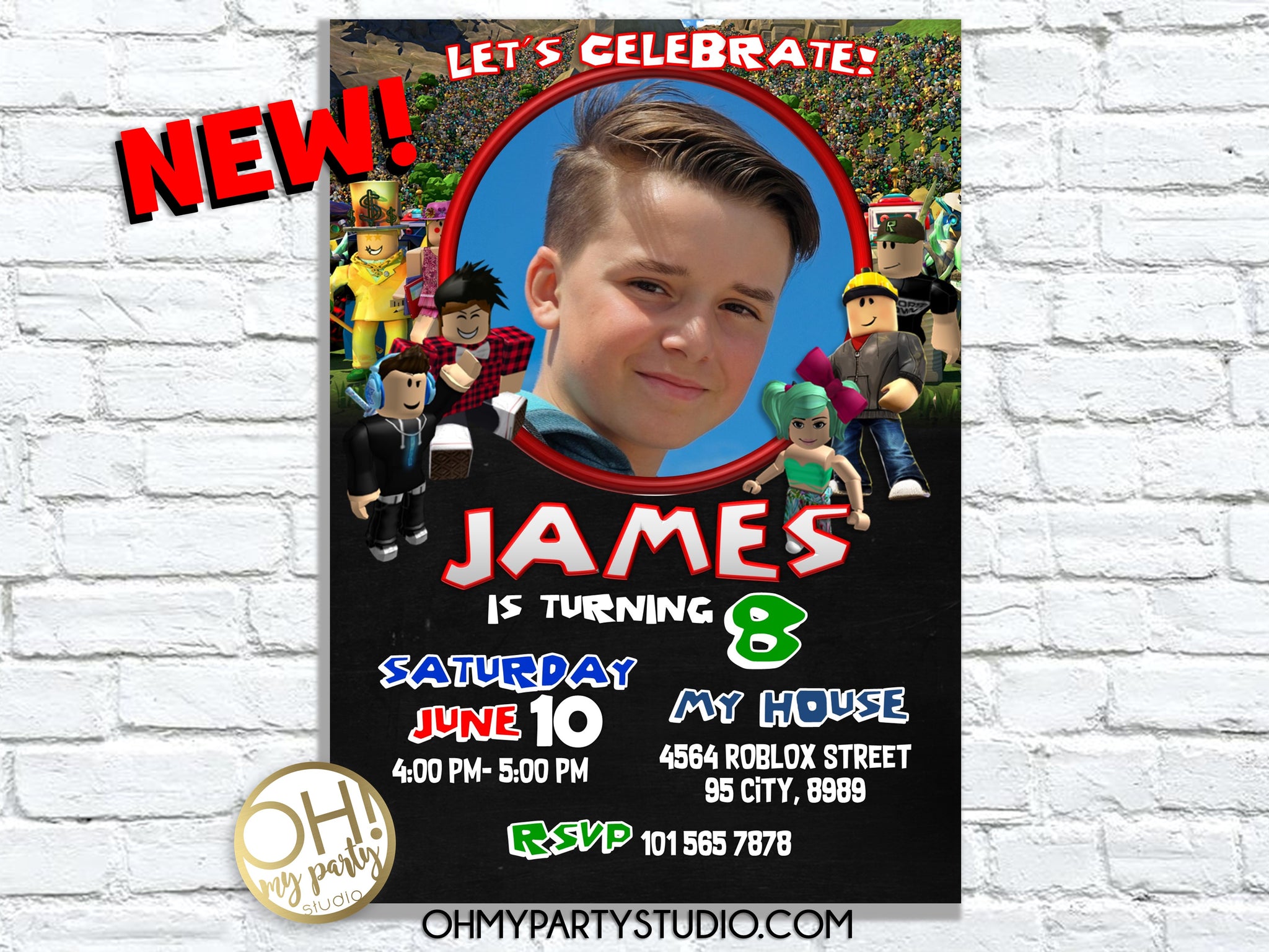 Roblox Inspiration Oh My Party Studio - free printable roblox party invitation free printable birthday