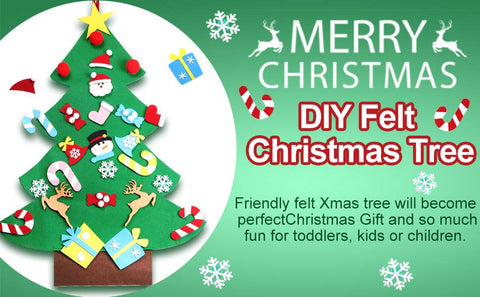 DIY Felt Christmas Tree Toddlers Kids Children Santa Snowmen Candy Ornaments