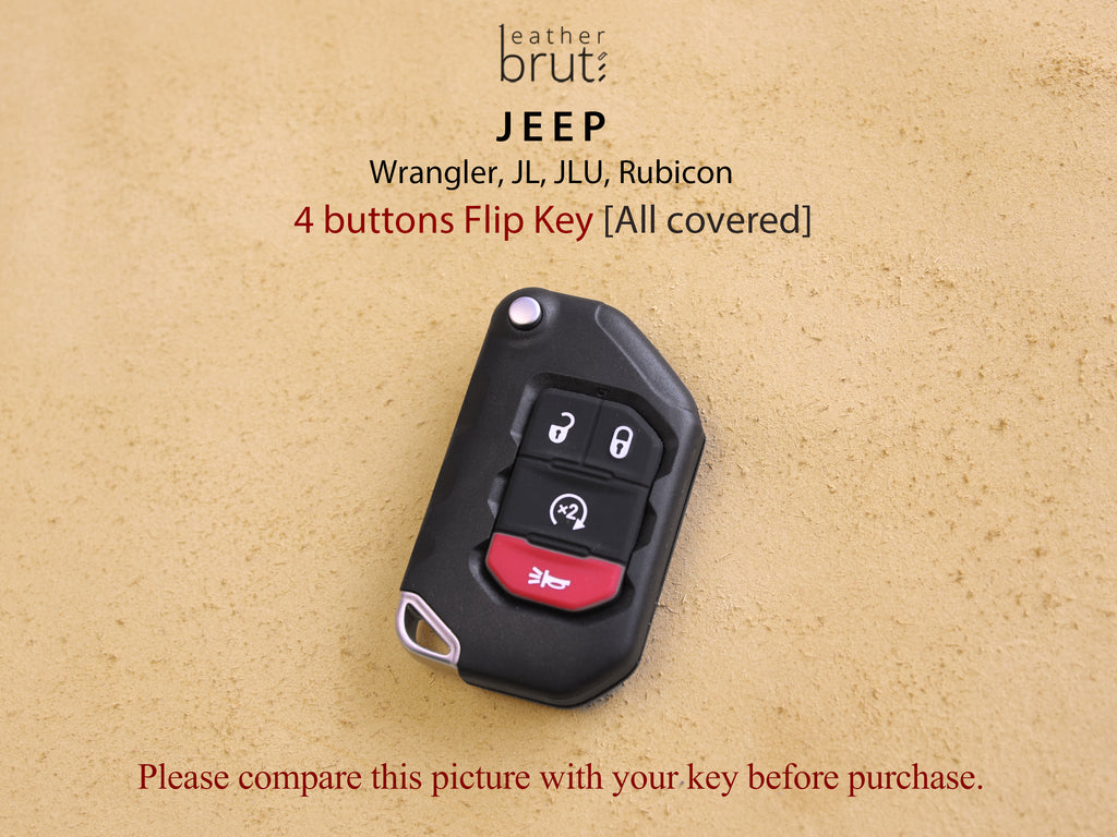 Jeep [2-4] Key Leather Case - Wrangler, JL, JLU, Rubicon - Italian Veg –  Leather Brut