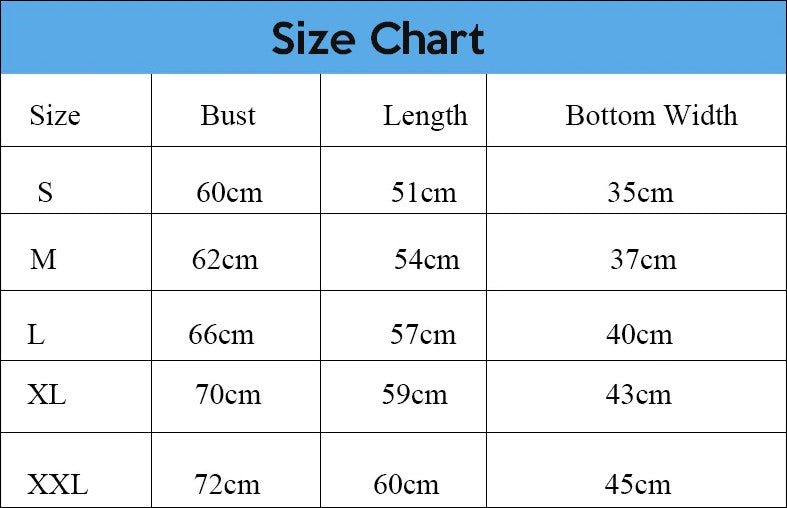 Camisole Body Shaper Size Chart